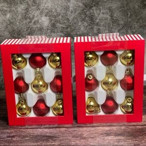 Sugar Paper 2 Sets of 9 Red and Gold Mini Ornaments